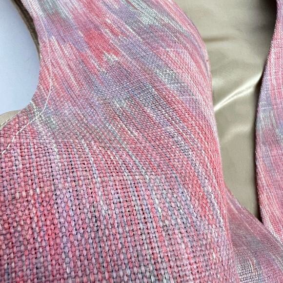 Vintage Linen Vest Pastel Aztec Small Western Button Up 90s Pink Retro - Picture 2 of 7